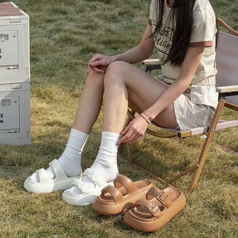 木木屋(mumuwu)增高超软厚底凉鞋女夏天孕妇可穿外穿 卡其【主图款】加厚底 37-38【偏小】