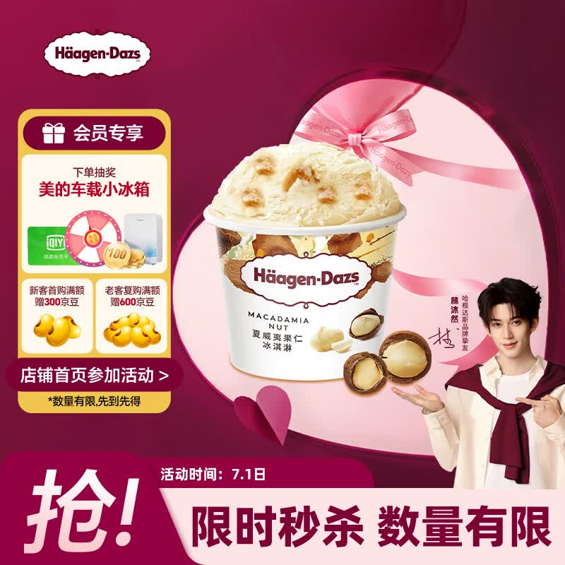 哈根达斯（Haagen-Dazs）经典夏威夷果仁口味冰淇淋 100ml/杯 雪糕