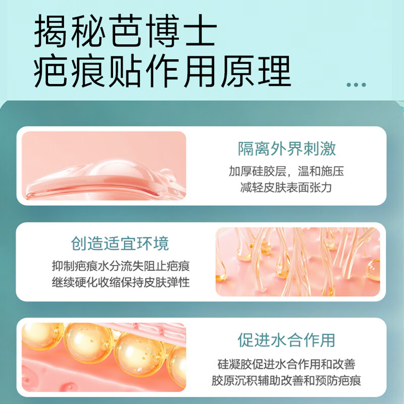 芭博士疤痕贴硅凝胶祛疤修复医用疤痕修护美肤贴剖腹产手术疤痕淡化护理 5X7.5cm【限时送2X6cm*2片】