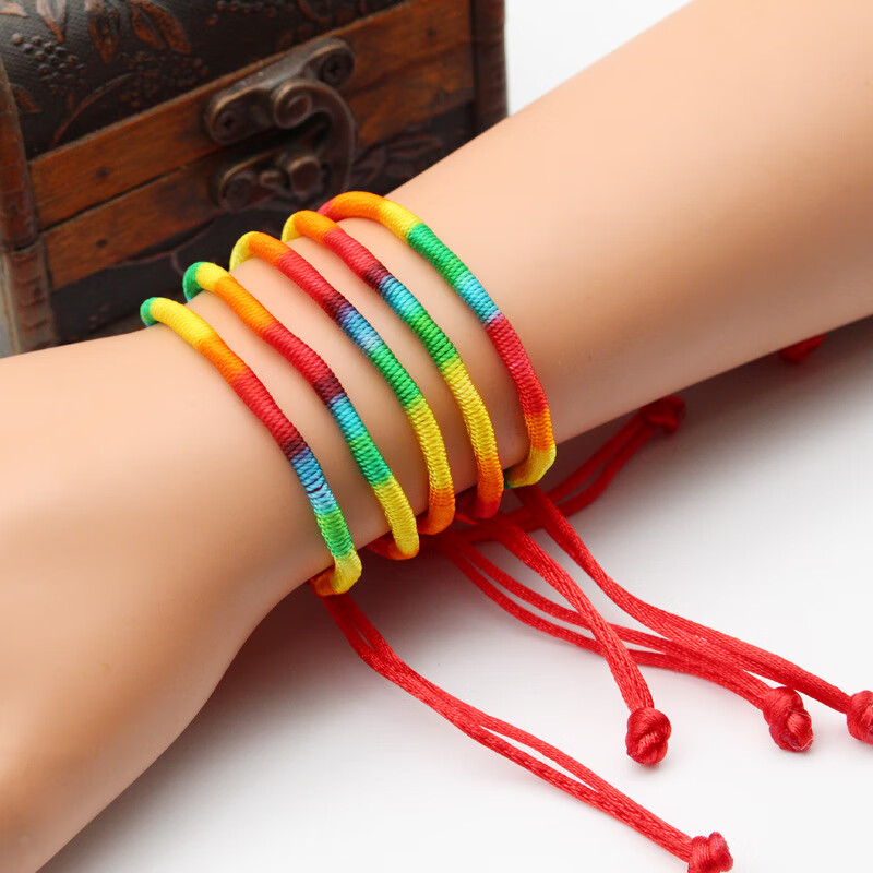 端午节五彩绳手链手工编织手绳红绳民族风友谊手编绳 五彩色一根