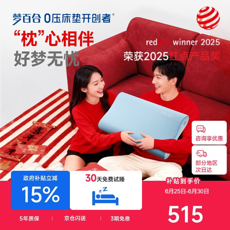 梦百合（MLILY）0压深睡枕呵护肩颈护颈椎枕成人一对枕记忆棉枕头送礼礼盒