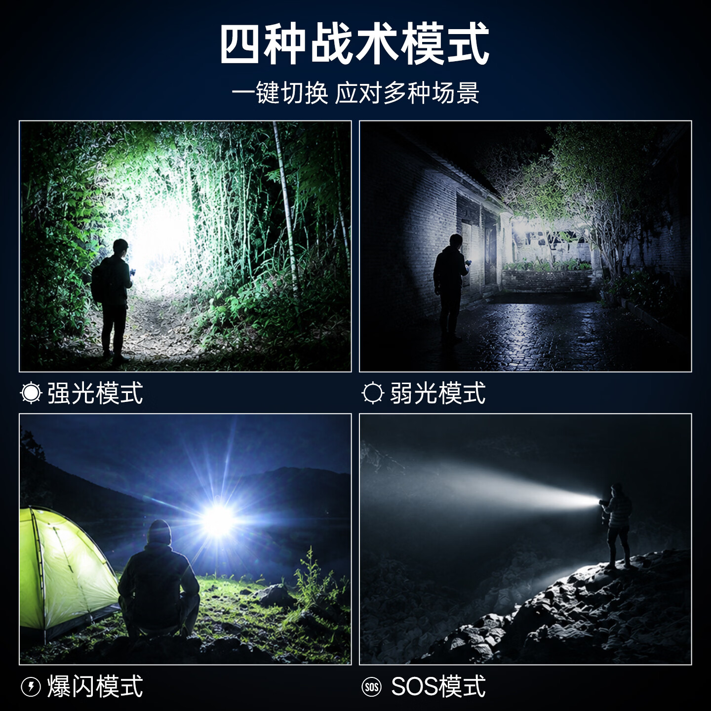 山雨三山迷你小型便携手电筒强光高亮户外家用儿童充电手电家用电筒 铝合金手电筒