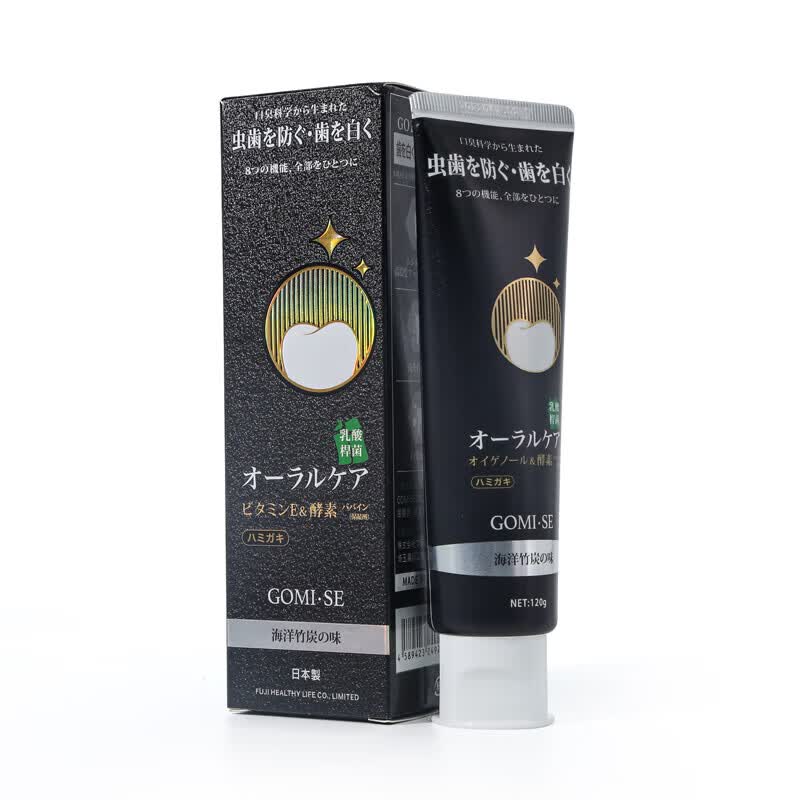 Gomi·SE日本进口秘素酵素牙膏竹木炭清洁乳酸菌维生素长期使用亮白防牙垢 芦荟竹炭120g-含氟-牙黄牙周去味