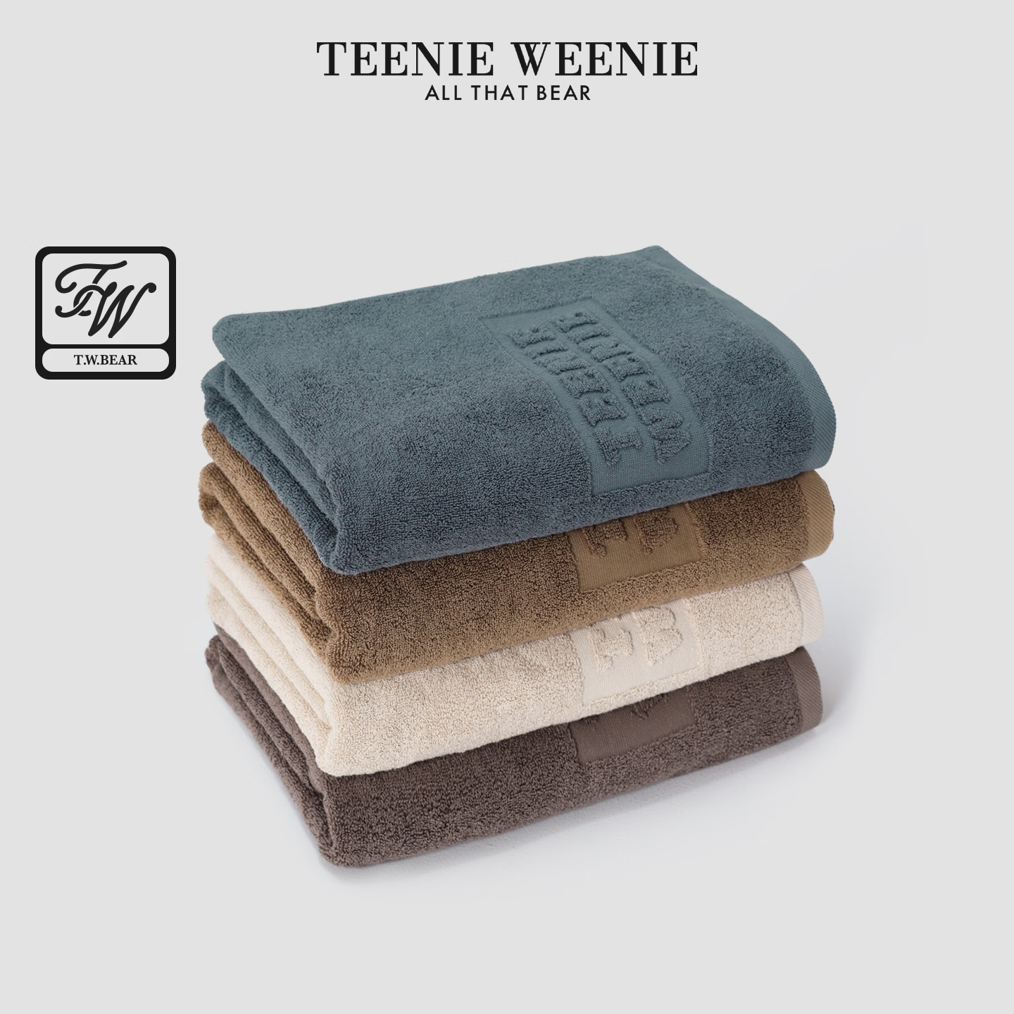 Teenie Weenie纯棉浴巾吸水7A抗菌家用浴室洗澡全棉毛巾加厚男女款夏季夏天 瀚海蓝【毛巾两条装】
