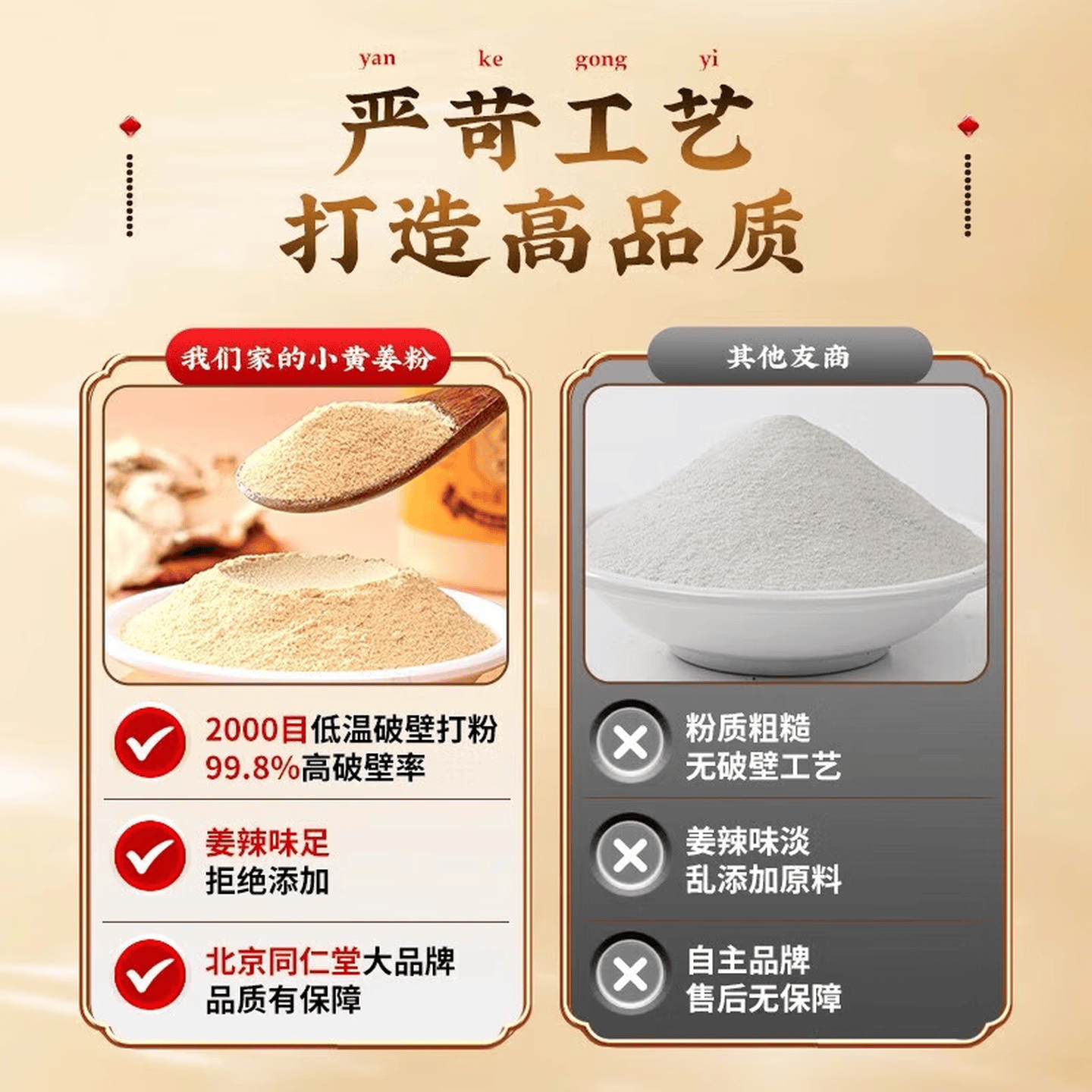 同仁堂(TRT)同仁堂云南小黄姜粉优选熟干生姜粉汁冲饮泡水调味养生茶 5罐巩固装 1250g*5罐 祛寒暖胃