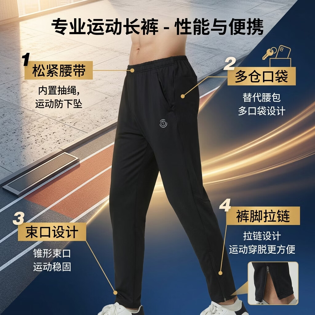 画跑运动拉链训练长裤吸湿速干透气运动裤裤子休闲裤商务通勤男裤女裤 女款深空蓝 2XL