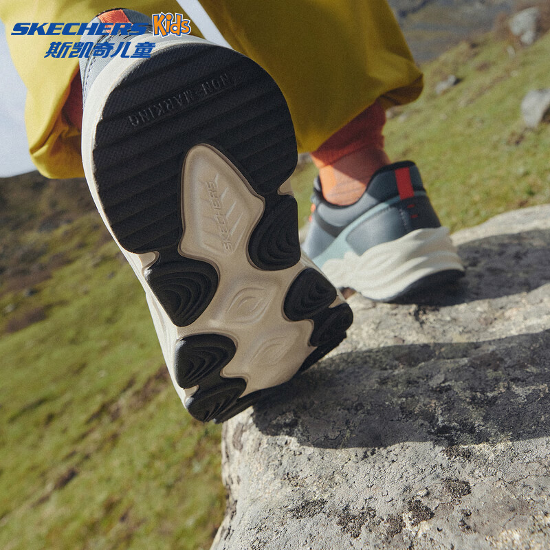 Skechers斯凯奇男孩男童运动鞋百搭舒适跑步鞋405386L 男童/木炭色/黑色 /CCBK 34