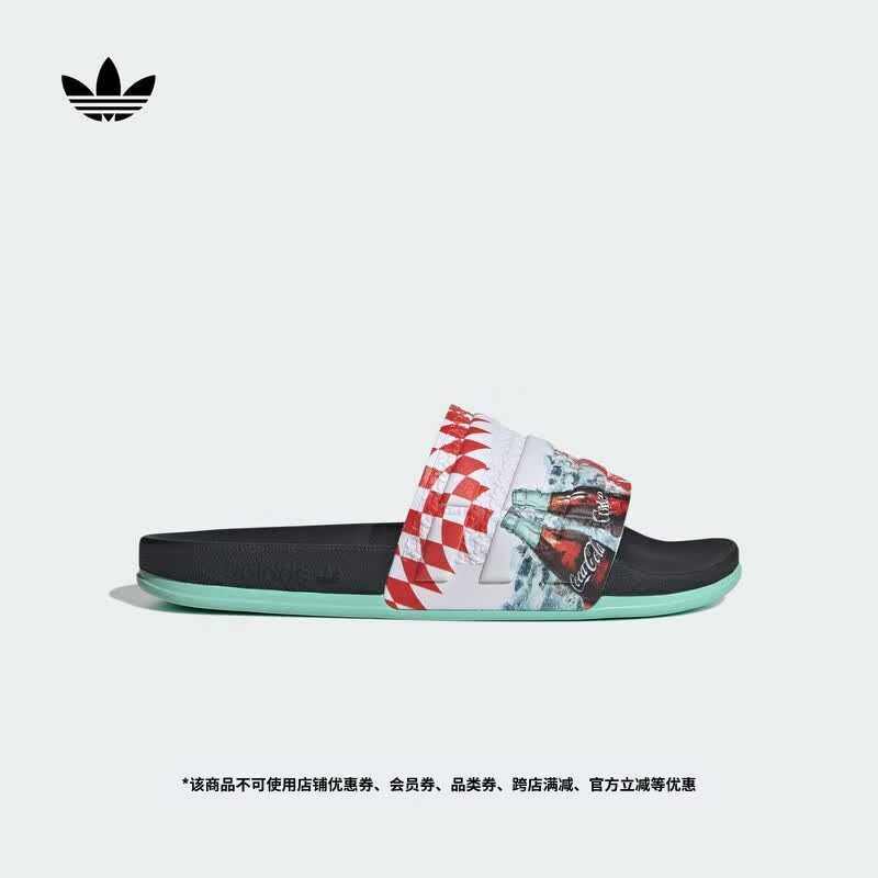 adidas可口可乐联名ADILETTE OG CF运动拖鞋男女阿迪达斯三叶草   黑色/白色（推荐选大一码)   44.5