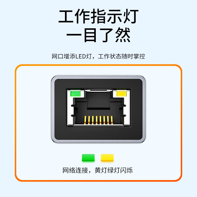 山泽Type-C转网口分线器3.0转接头网线转换器HUB转接口适用小米盒子苹果电脑笔记本接外置网口转换器 TypeC千兆【铝壳免驱】