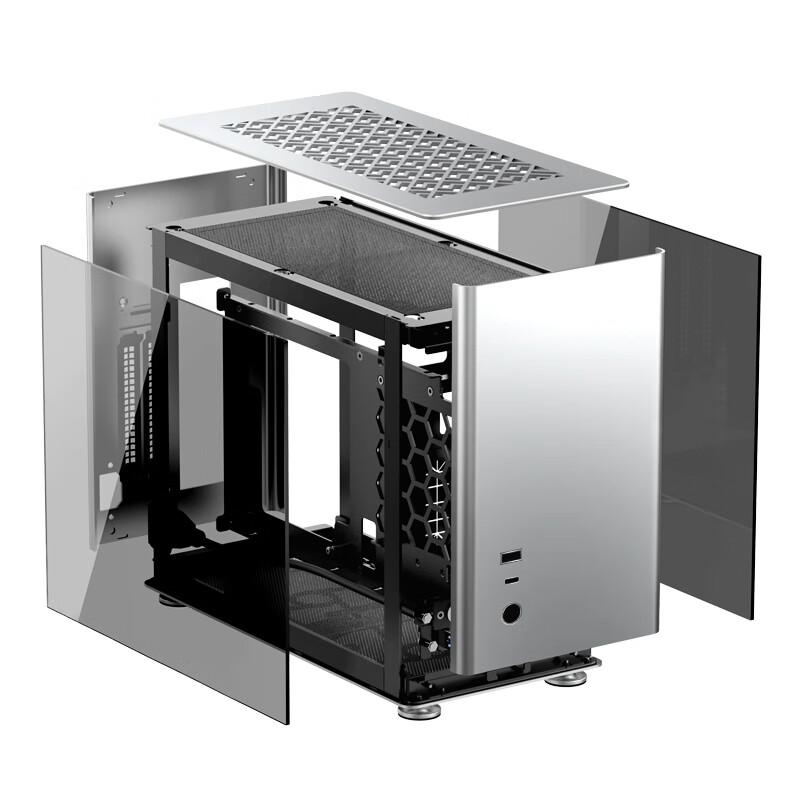 乔思伯（JONSBO）A4 Ver1.1版本 ITX机箱 银色（240水冷/SFX-L电源/325MM长显卡/垂直风道/钢化玻璃侧板）