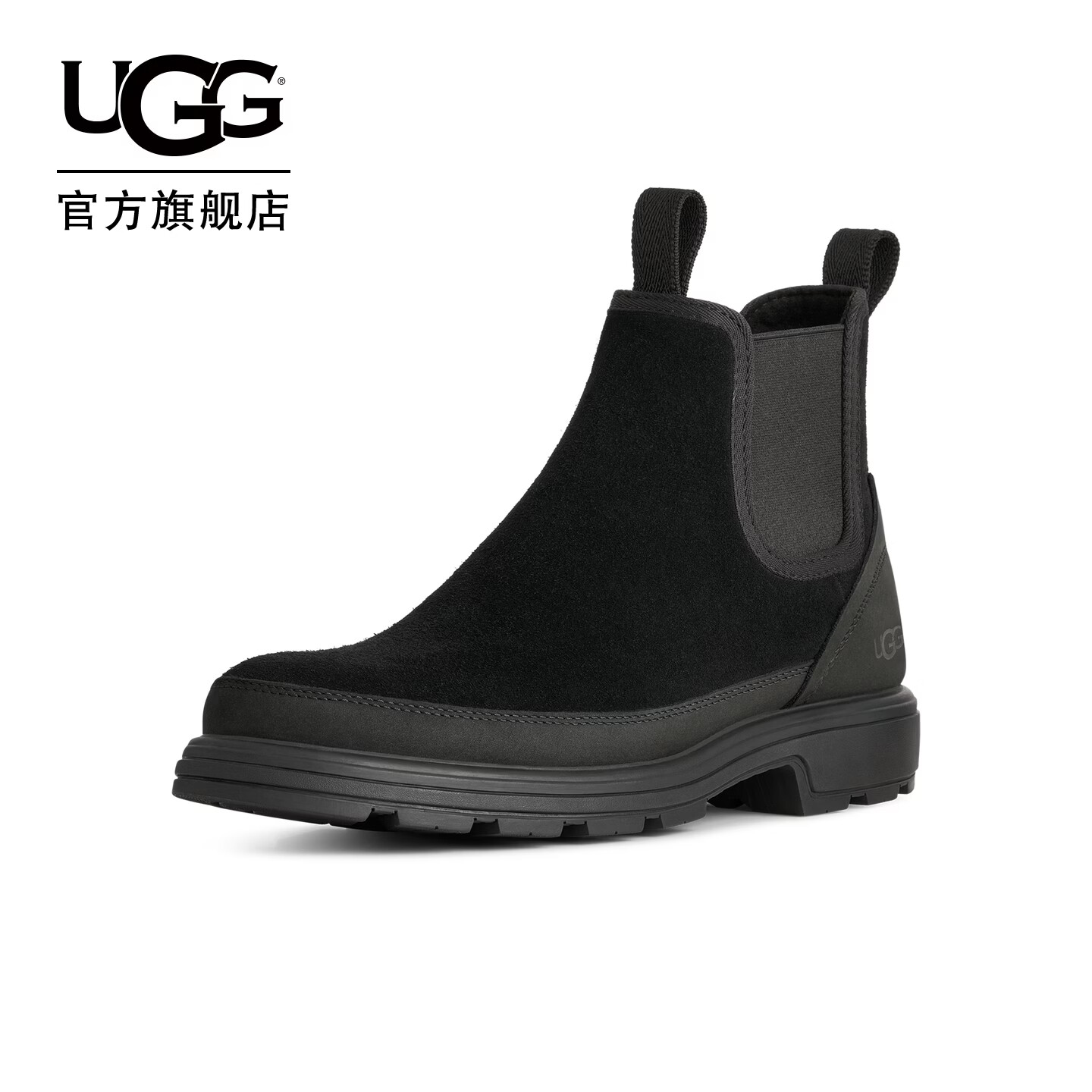 UGG冬季新款男士舒适时尚潮流低跟纯色圆头切尔西短靴 1184236 BLK | 黑色 40
