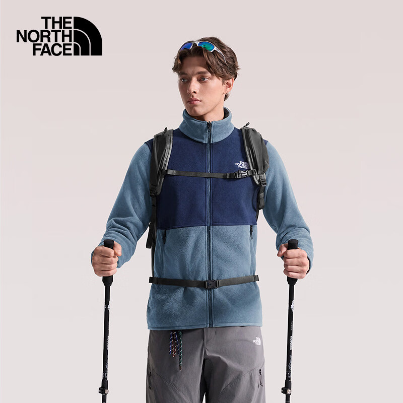 北面（The North Face）北面抓绒衣外套男Glacier立领运动户外保暖户外8FJ3蓝色 L