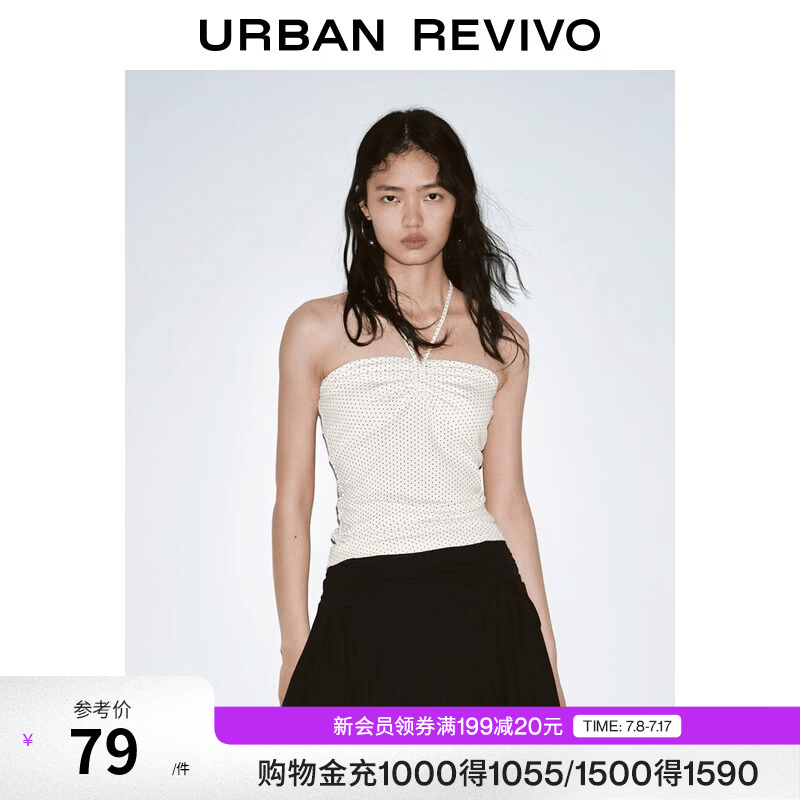 UR2026夏季新款女装休闲摩登复古波点系带抹胸UYY460190 本白印花 M