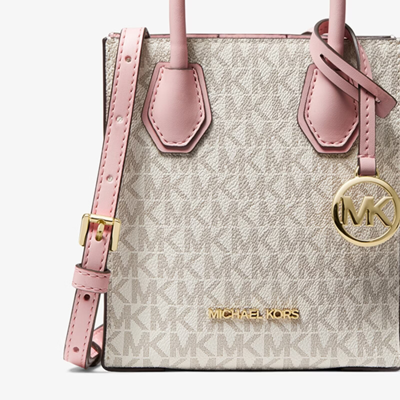 MICHAEL KORS迈克高仕MK 经典款 Mercer 迷你托特包斜挎包 香草白/浅粉 640 迷你