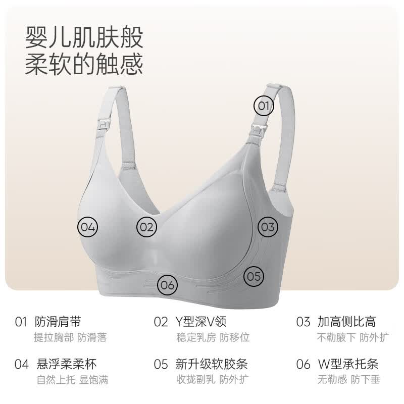 ROVO 哺乳文胸孕妇内衣胸罩怀孕期哺乳期内衣聚拢喂奶专用文胸 裸感肤【6033】 L