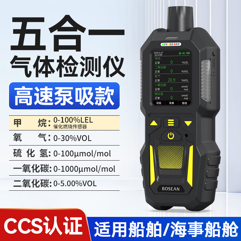 凯陆电子（kallu Electronic）船级社泵吸式五合一气体检测仪氧气甲烷一氧化碳二氧化碳硫化氢 【CCS船级社认证】泵吸式五合一气体检测仪【中文】