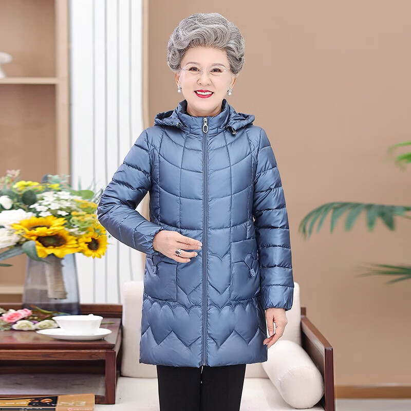 念予 中老年女装羽绒棉衣中长款妈妈冬装外套60岁70老人衣服女奶奶装