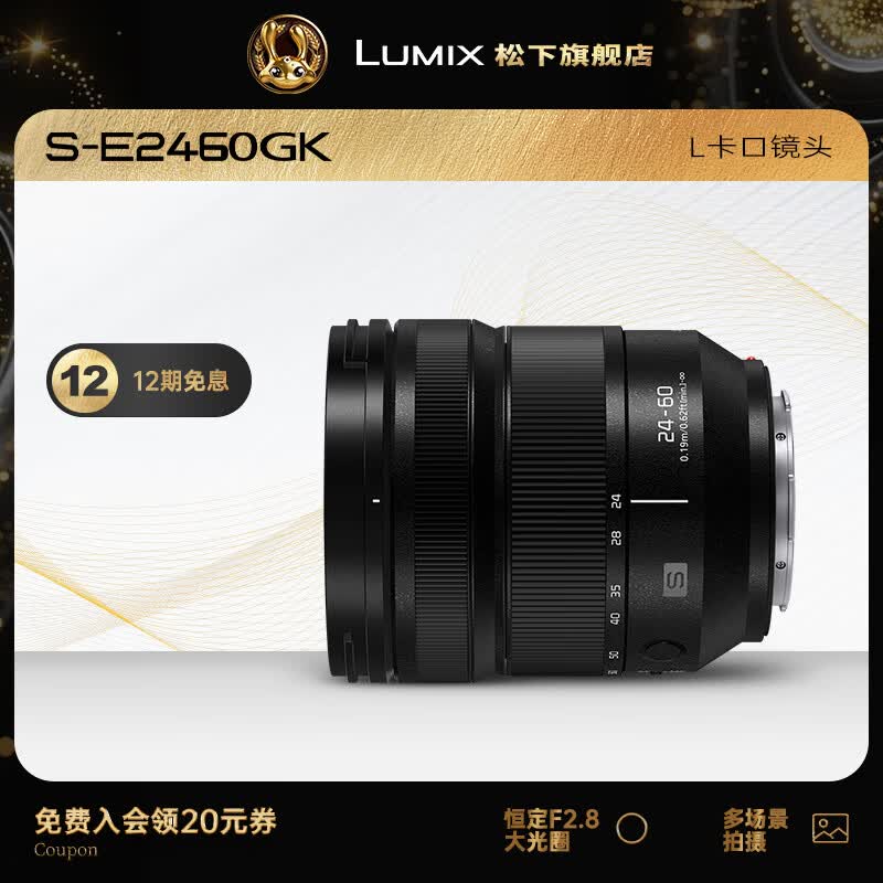 松下（Panasonic）24-60mm 恒定F2.8大光圈变焦L卡口微单相机镜头 轻巧便携 轻松出游 S-E2460GK