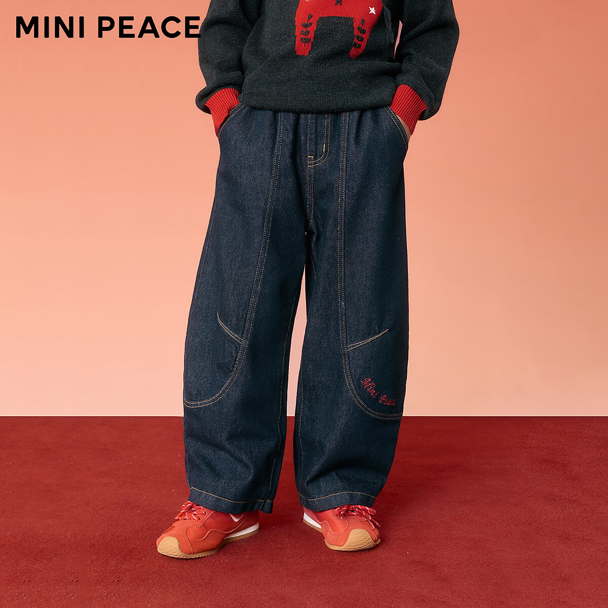 MiniPeace太平鸟童装春新男童牛仔长裤FAHAG110W 牛仔中黑 140