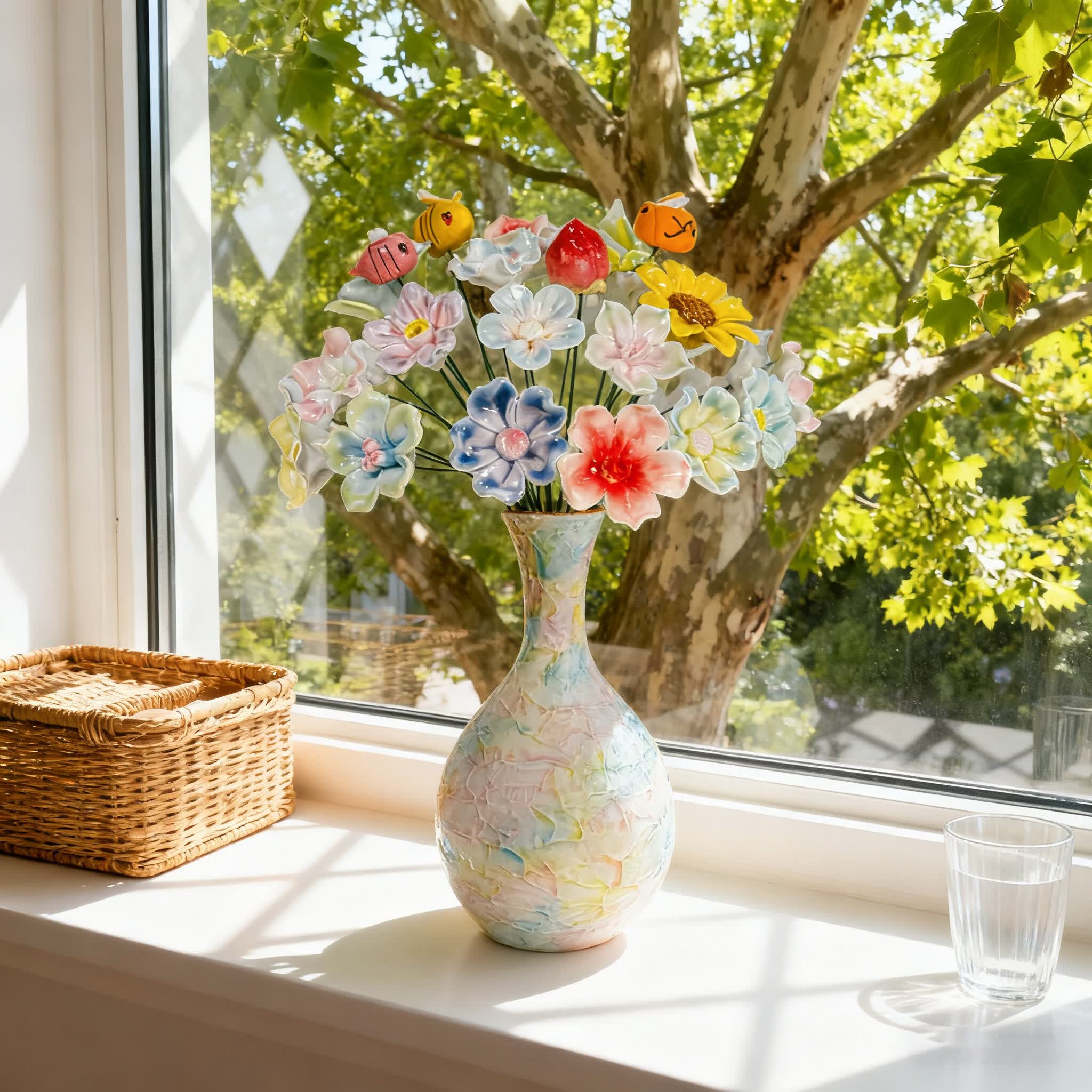 匠花语冰淇淋奶油风花瓶家居装饰品摆件陶艺手工花器插花水培景德镇陶瓷