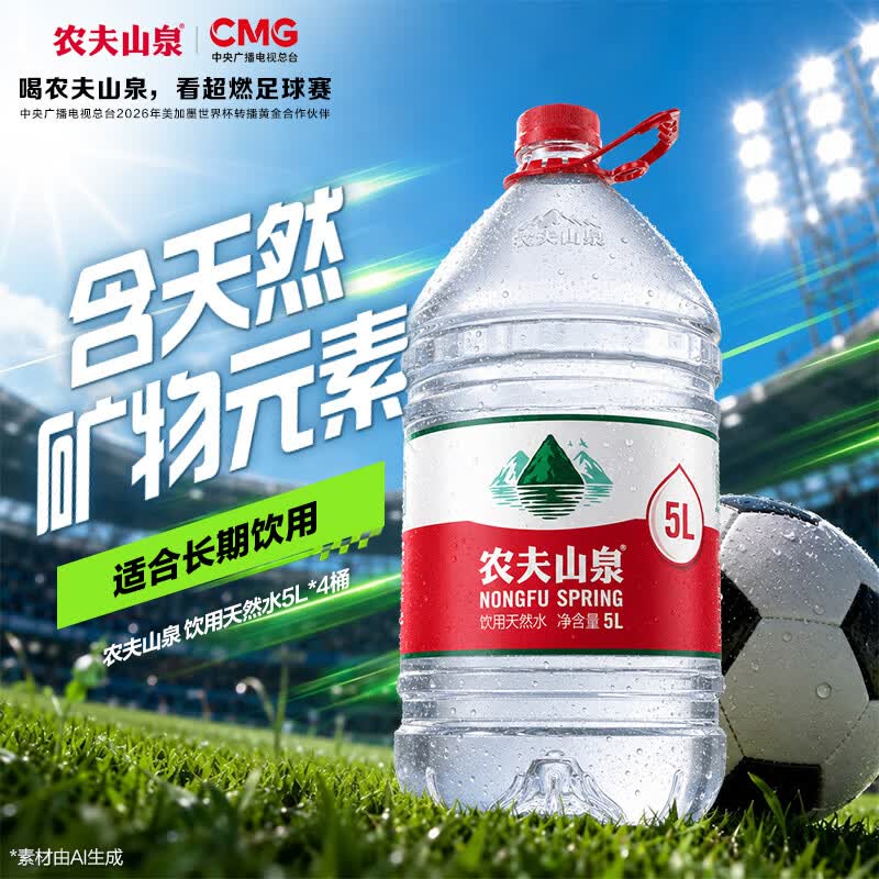 农夫山泉 饮用水 饮用天然水5L*4桶 家庭饮用水 桶装水  整箱装