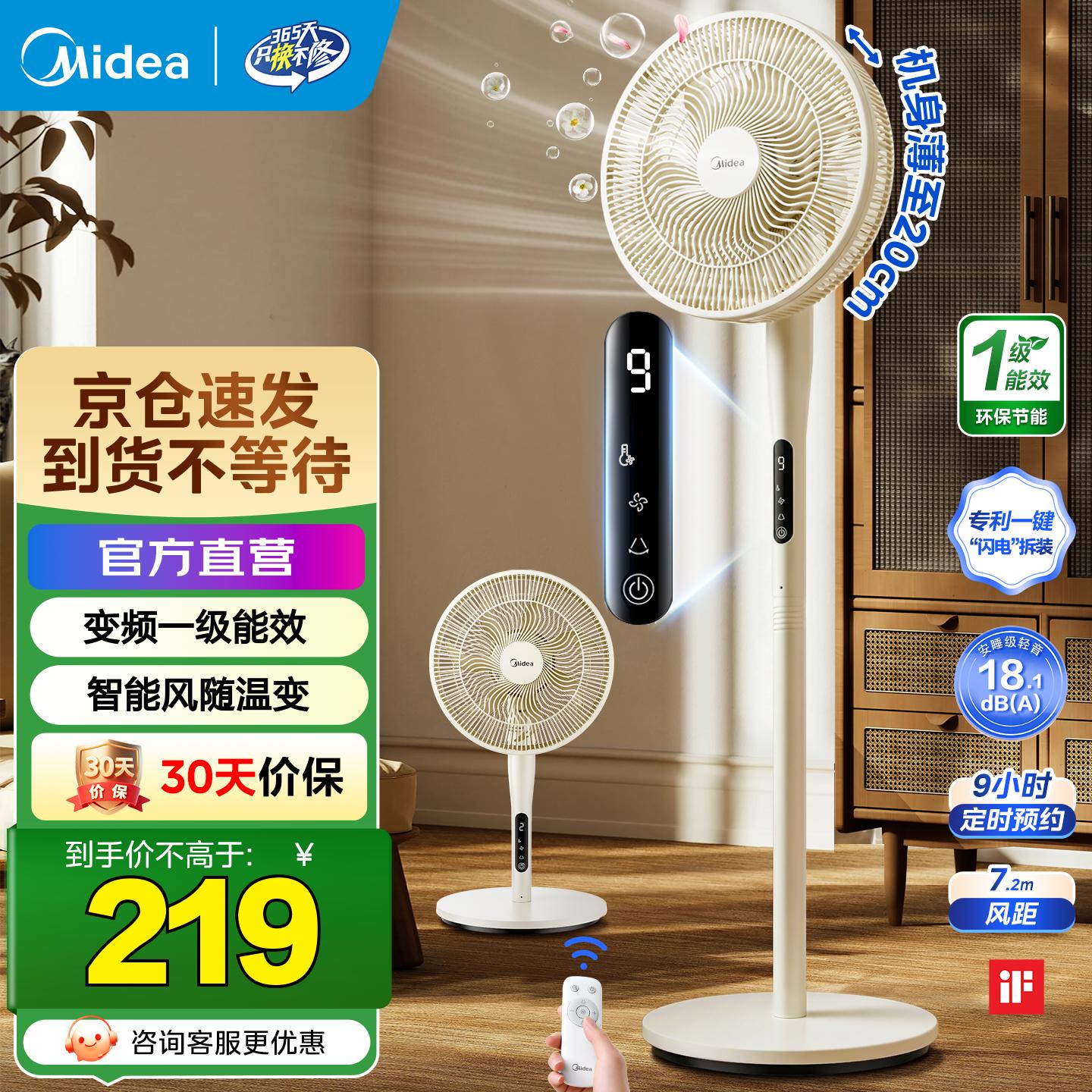 美的（Midea）电风扇家用智能感温落地扇立式轻音节能变频电扇台扇迷你扇台立两用风扇一级能效静音风扇 2026年新品丨一级能效轻音落地扇