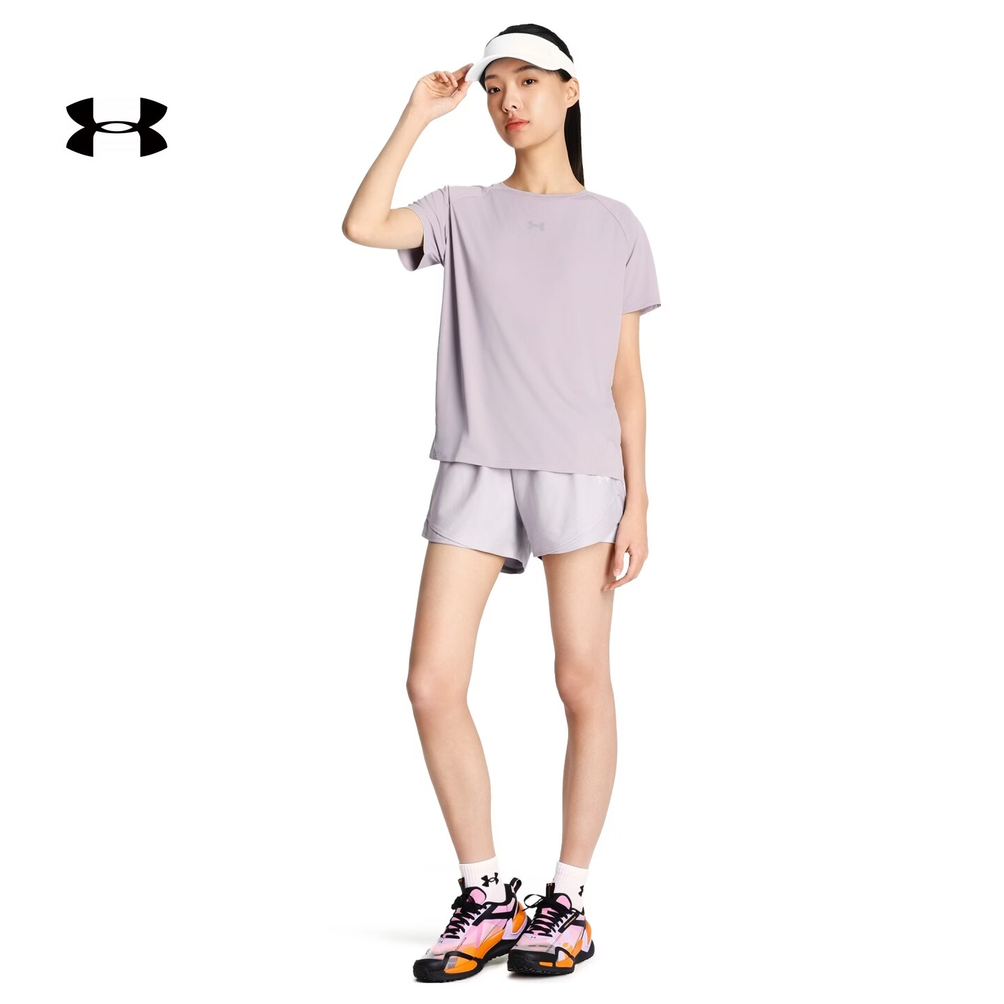 安德玛（Under Armour）UA夏季Tech Play Up女子二合一训练运动短裤6011111 黎明灰粉009 M
