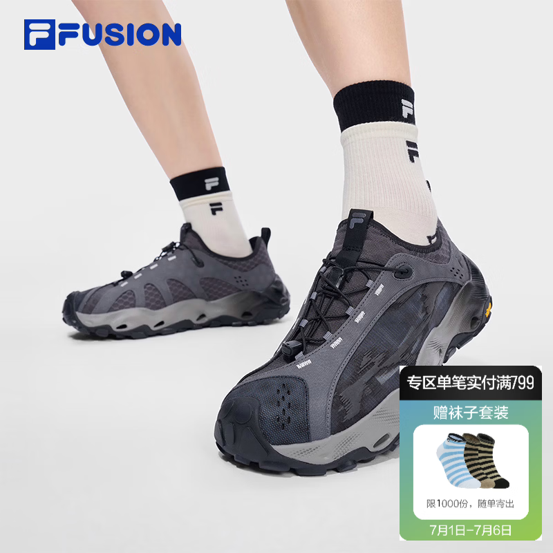 FILA FUSION斐乐潮牌Como C溯溪鞋户外登山鞋男鞋2026秋季新款鞋子 沥青灰/黑-AB 40.5