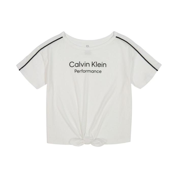 Calvin Klein童装大童女孩T恤夏季潮酷短袖轻薄透气百搭棉质舒适童服上衣13381943 White M (10/12)