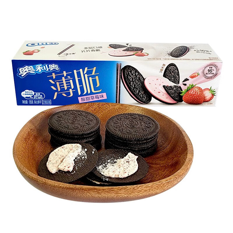 奥利奥(oreo) 奥利奥巧轻脆薄片夹心饼干95克草莓抹茶多味零品食盒装