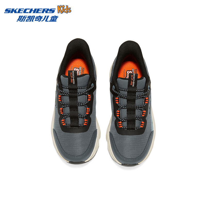 Skechers斯凯奇男孩男童运动鞋百搭舒适跑步鞋405386L 男童/木炭色/黑色 /CCBK 34