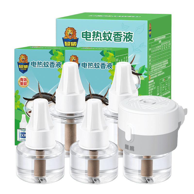 超威电热蚊香液驱蚊防蚊液家用套装品牌插电式加热器蚊香液 薄荷5液1器