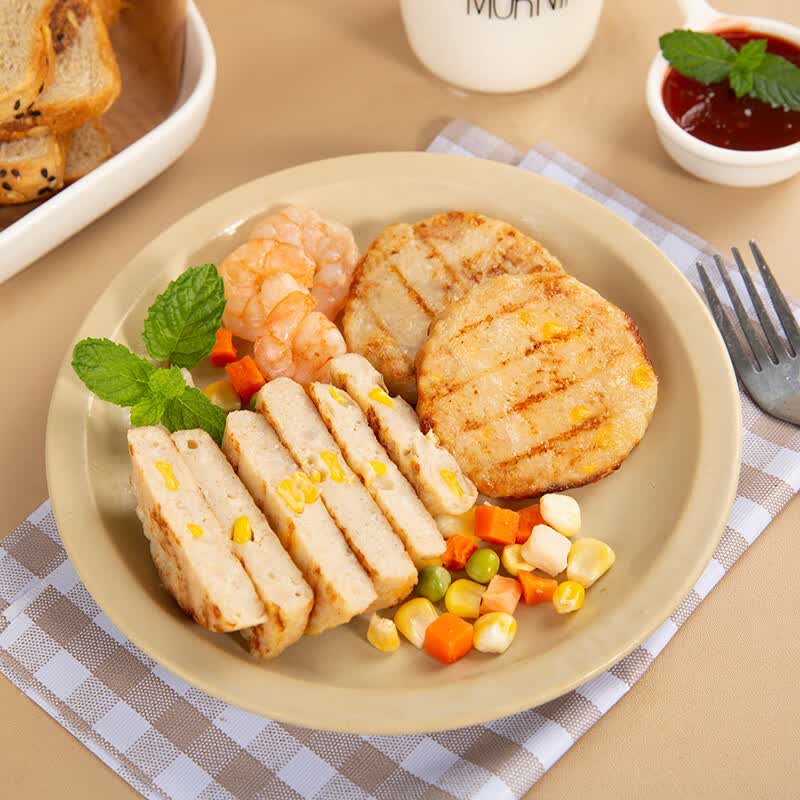 正大鸡排 水煎鸡排   速食方便 烧烤食材 双蛋白鸡肉鲜虾饼240g*5袋
