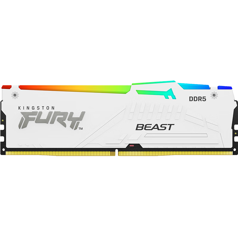 Kingston 金士顿 FURY 32GB(16G×2)套装 DDR5 6000 台式机内存条 Beast野兽系列 RGB灯条 骇客神条 白色款