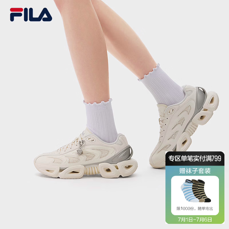 FILA VETTA SC斐乐杨幂同款V头鞋老爹鞋女鞋2026新款休闲鞋厚底运动鞋 白棉花糖-MM 40