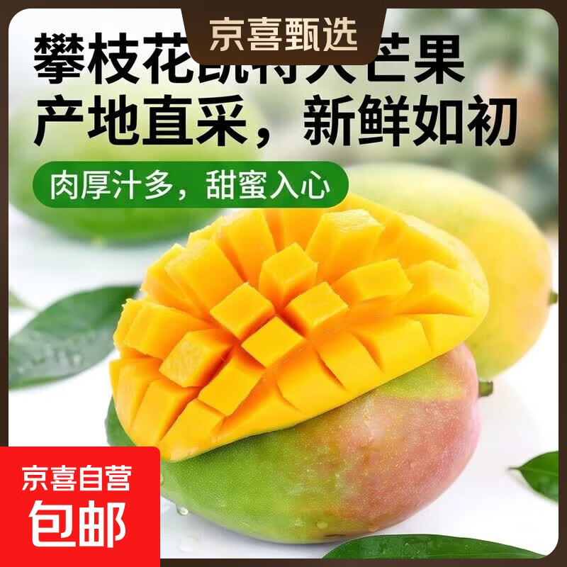【凯特芒】攀枝花凯特芒果大脸芒新鲜大芒果特大青皮芒当季整箱l 攀枝花凯特大芒果 含箱2斤【单果200g起】（净重1.7斤）