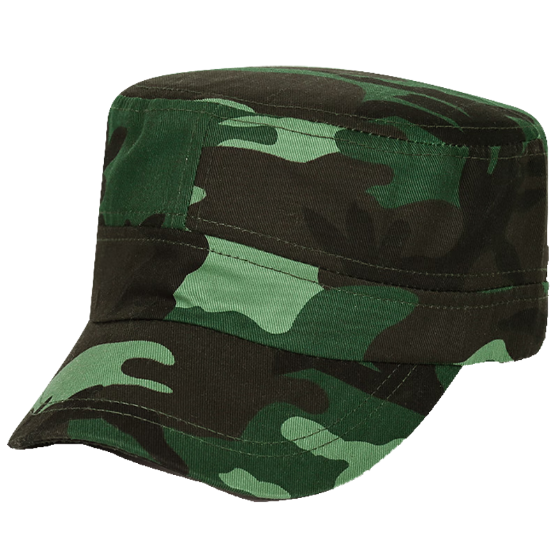 叕二叕 鴨舌帽軍迷迷彩帽子男女夏季軍旅風(fēng)戶外遮陽(yáng)帽子學(xué)生軍訓(xùn)平頂帽 迷彩綠