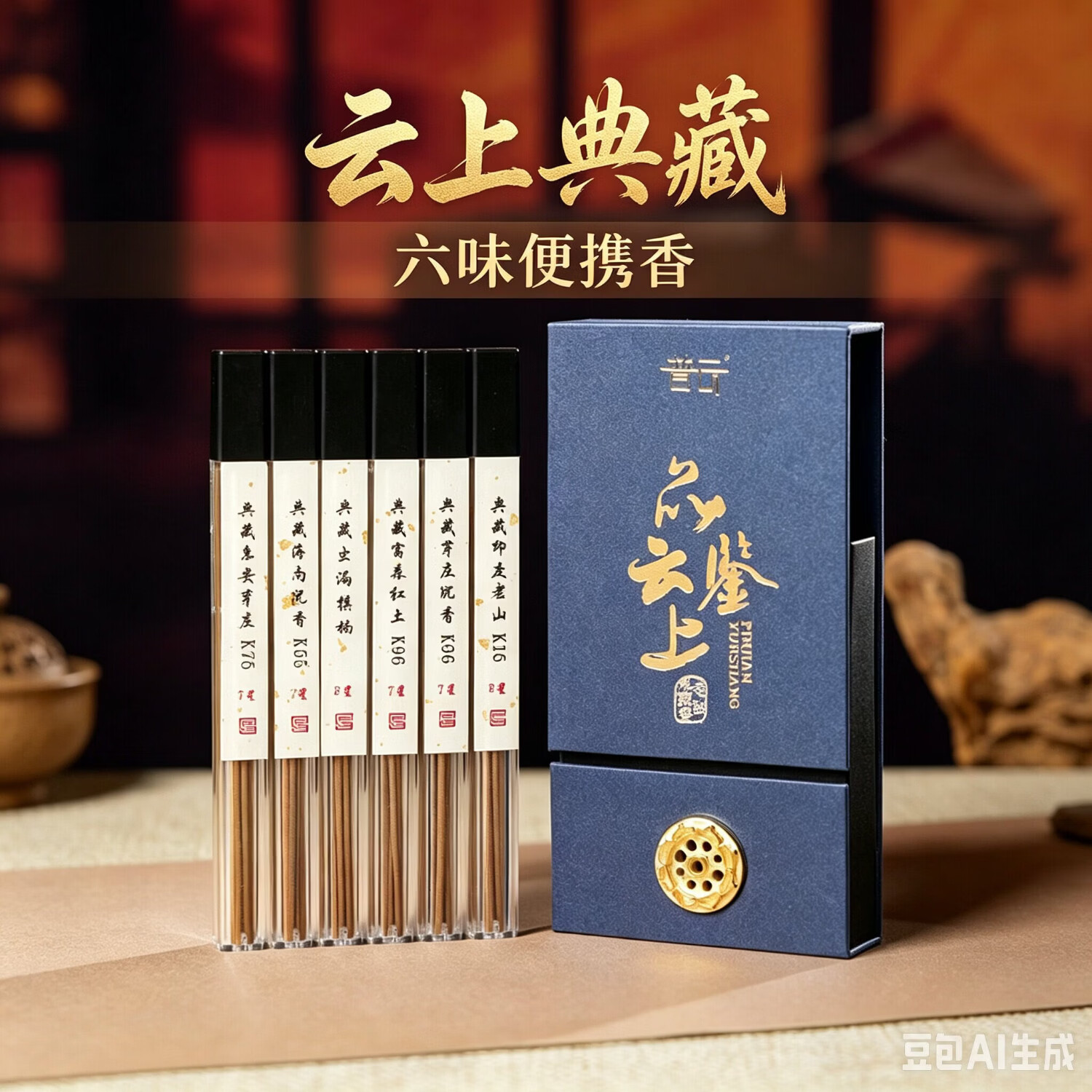 普云云上便携香家用室内线香典臧海南芽庄红土沉香檀香香薰卧室香熏香 云上/品鉴云上6味*每味10支-短款便携香盒 10g