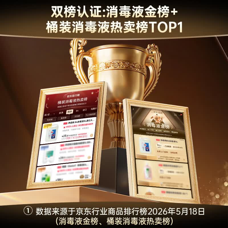 净佰俐84消毒液5L大桶装 工业商用环境消毒衣物漂白水 5L*4桶整箱