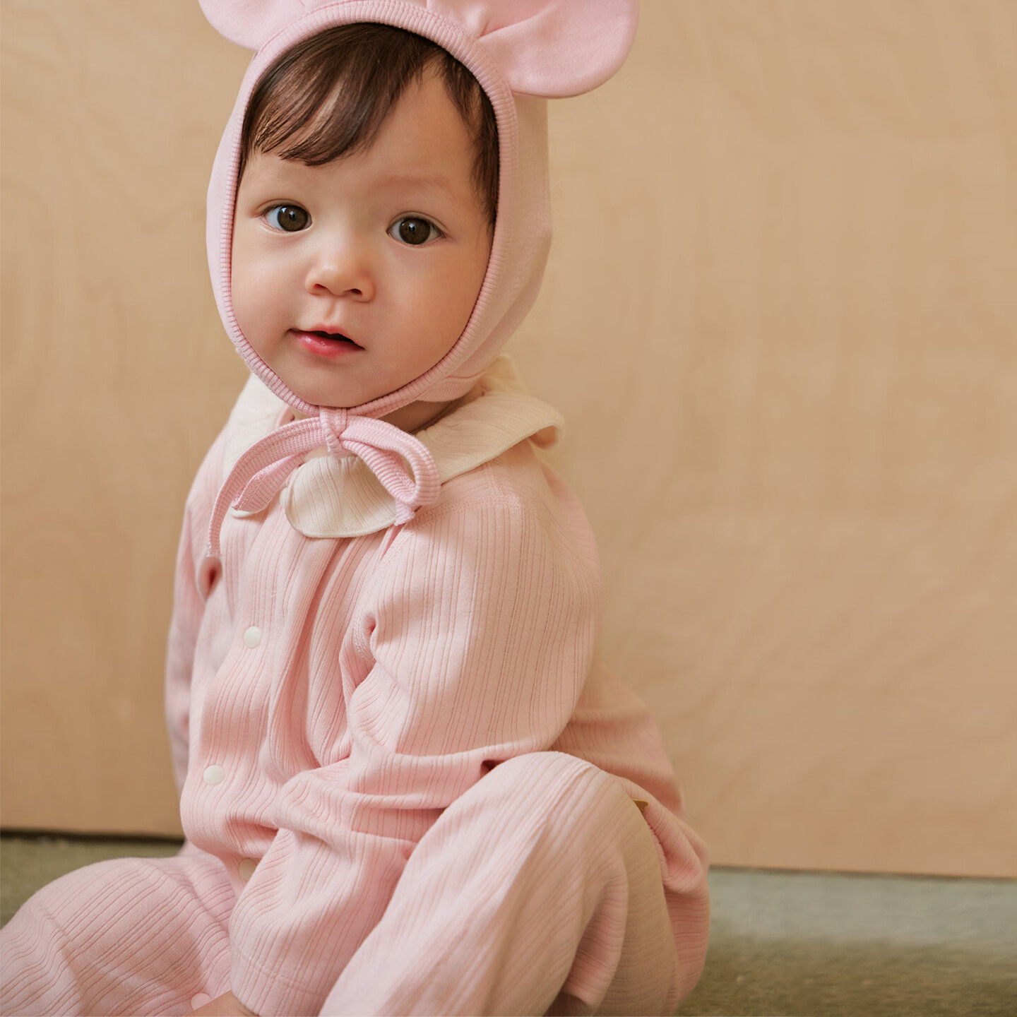 papa【QQ棉】爬爬秋季宝宝连体衣爬服男女宝加厚磨毛娃娃领A类 粉色 73cm