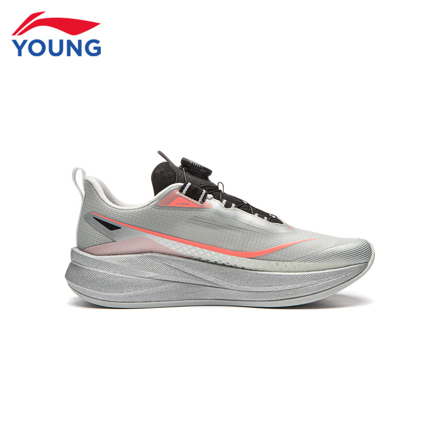 李宁(LI-NING)儿童跑步鞋2026秋季新款赤兔9PRO男女大童低帮䨻丝轻量高回弹跑鞋 川石灰/银色22-7 赤兔9 PRO纽扣 40