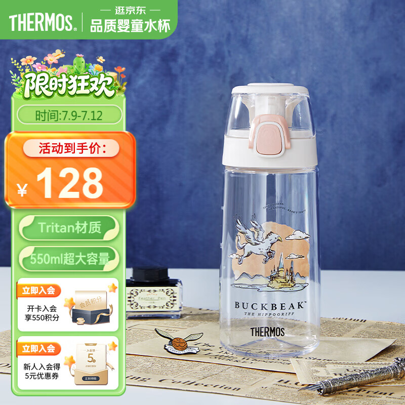 膳魔师（THERMOS）儿童水杯Tritan夏季水杯手提杯轻量便携手提直饮杯TCSK