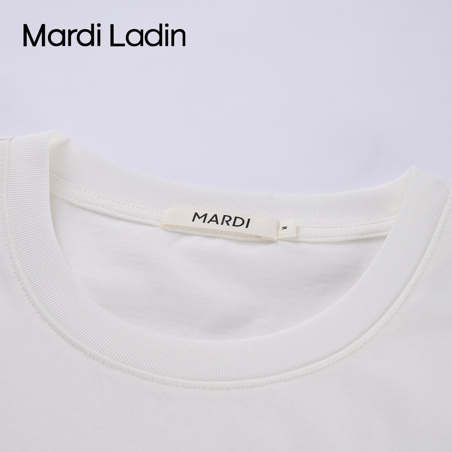 MARDI LADIN印花短袖T恤女2026年夏季新款宽松圆领女装休闲百搭上衣女 米白 XS