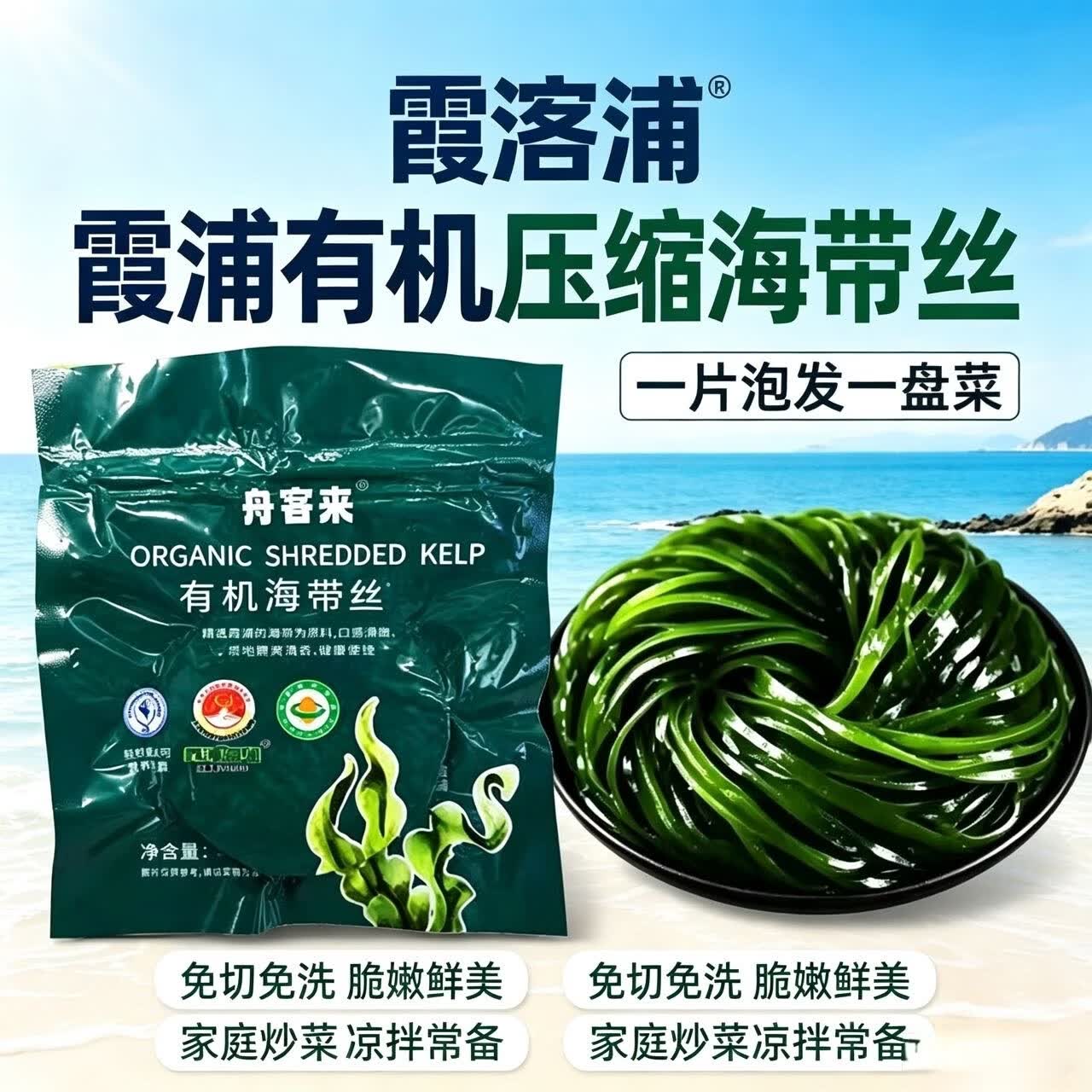 【霞浦新菜】 海带丝压缩型烘干有机海带丝干货凉拌菜独立小包装 有机压缩海带丝25g*10包