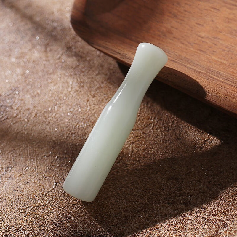 画元堂龙昌天然玉石烟嘴白玉旱玉烟斗烟袋锅手工玉雕老烟袋嘴 白玉