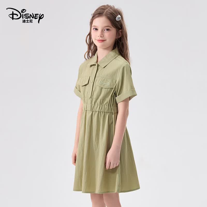 迪士尼(Disney)童装女童连衣裙2026夏季新款儿童公主裙女孩短袖裙中大 绿色(ZYA2SQ023) 160 【建议身高155-160cm,体重85-100斤】