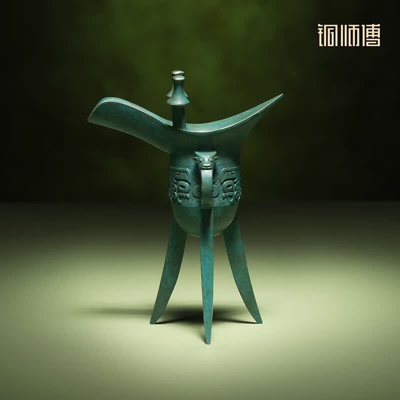 铜师傅甘肃省博物馆系列《铜爵》客厅仿古中式酒器铜工艺品摆件