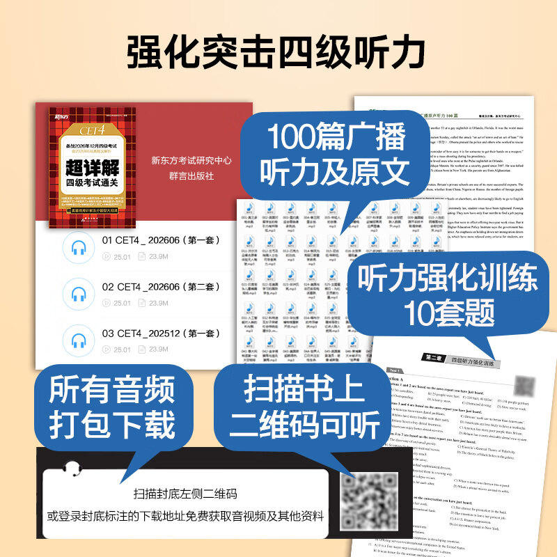 新东方2026年12月大学英语四级考试词汇词根+联想记忆法 乱序版 正序版 便携 大学英语4级考试超详解 英语四级真题试卷详解考试通关 【热销真题】超详解四级考试通关（含26年6月真题）