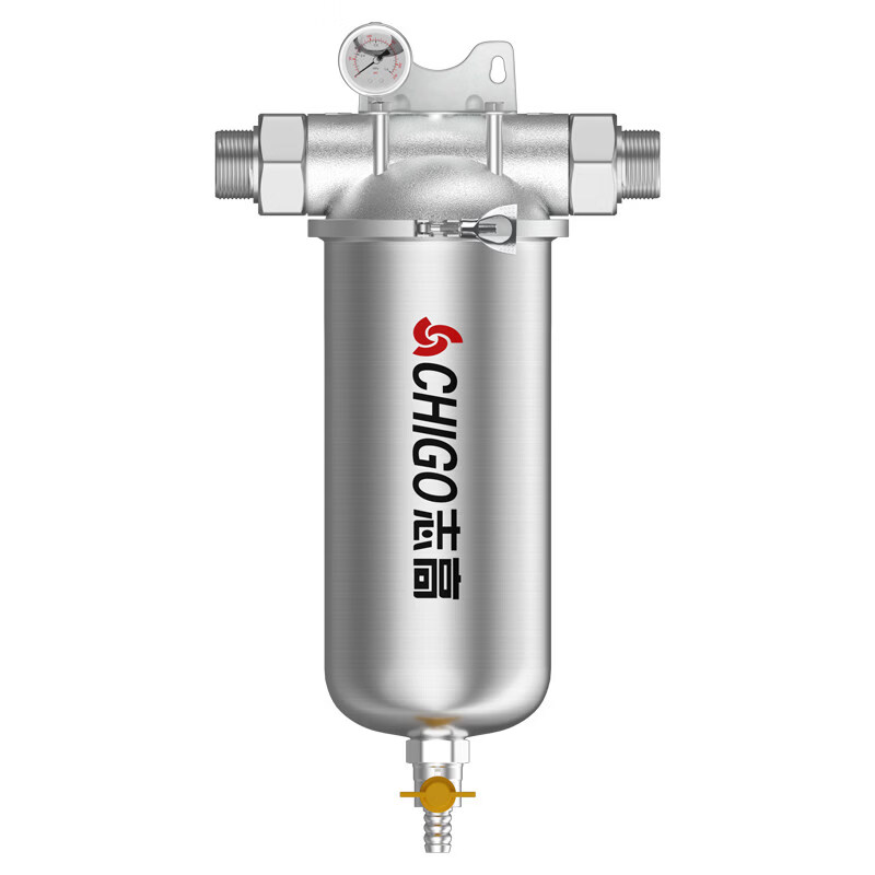 志高（CHIGO）前置过滤器全屋中央自来水井水过滤40μm精滤 304不锈钢机身316滤网 大通量家用别墅商用民宿净水 30吨-2寸【卡箍超厚机身】商用/多层楼房适用