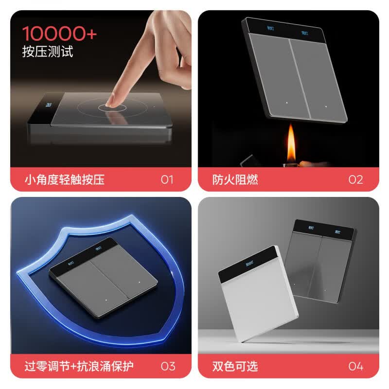 国际电工(FDD)智能无线遥控开关屏显面板已接入米家app支持小爱同学远程控制 AG玻璃-星空灰三开【零火版】